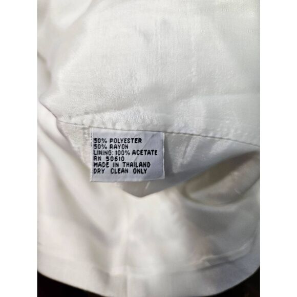 Le Suit Vintage 80's Suit Jacket Blazer Womens Size Large Off White Brown Trim - Picture 7 of 9